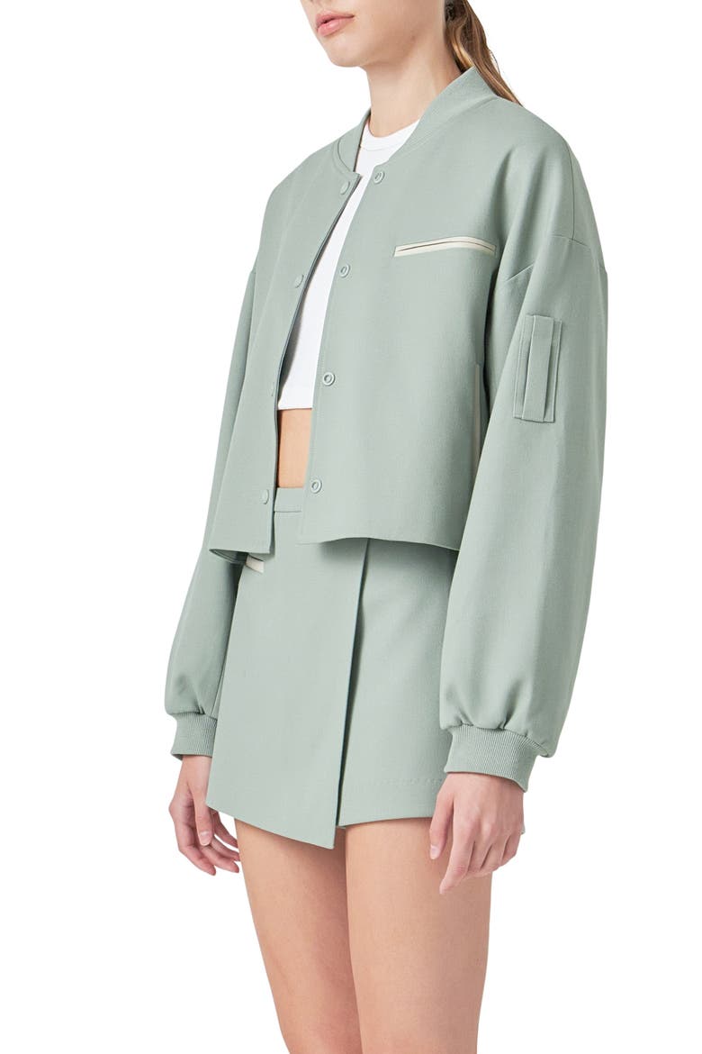 Crop Bomber Jacket, Alternate, color, SAGE