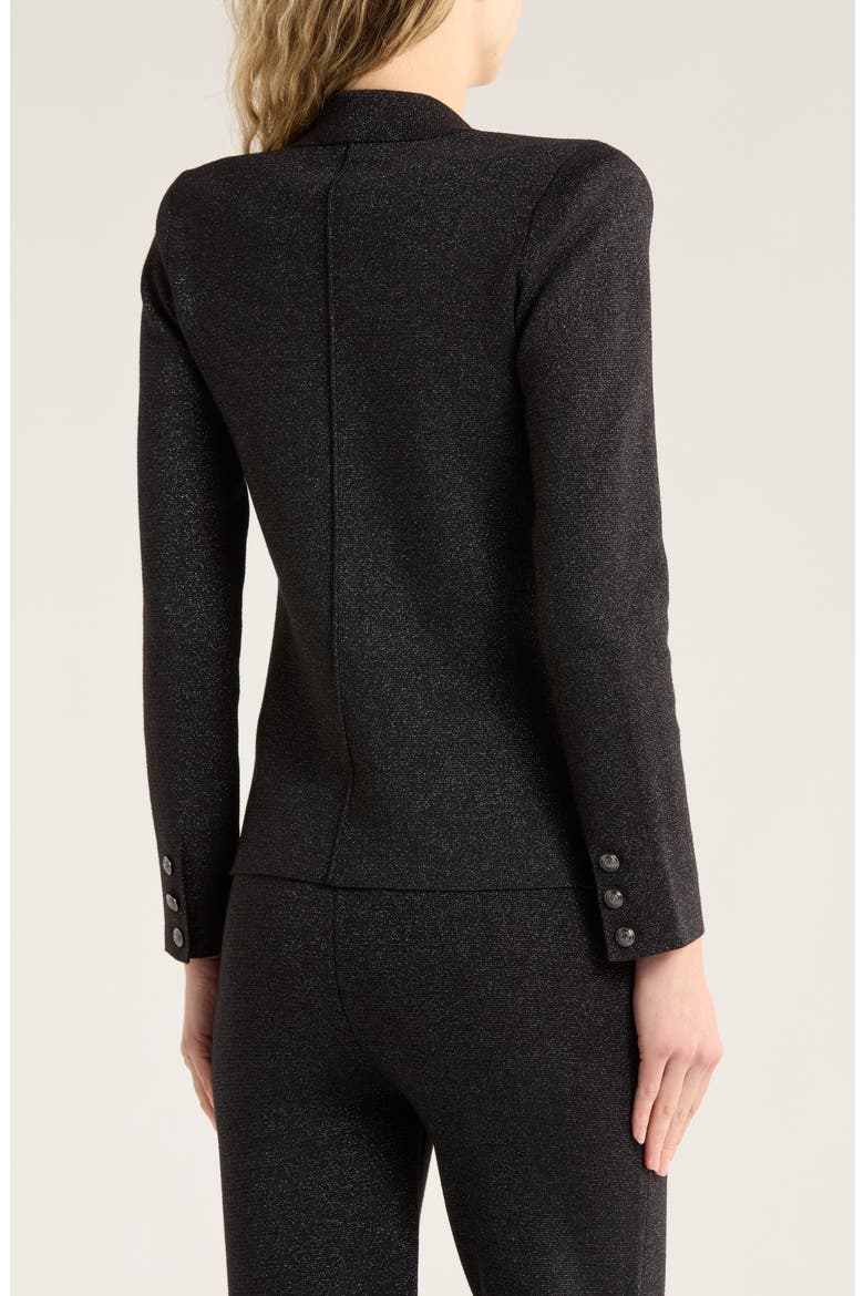 Kenzie Metallic Double Breasted Knit Blazer, Alternate, color, BLACK/GUNMETAL LUREX