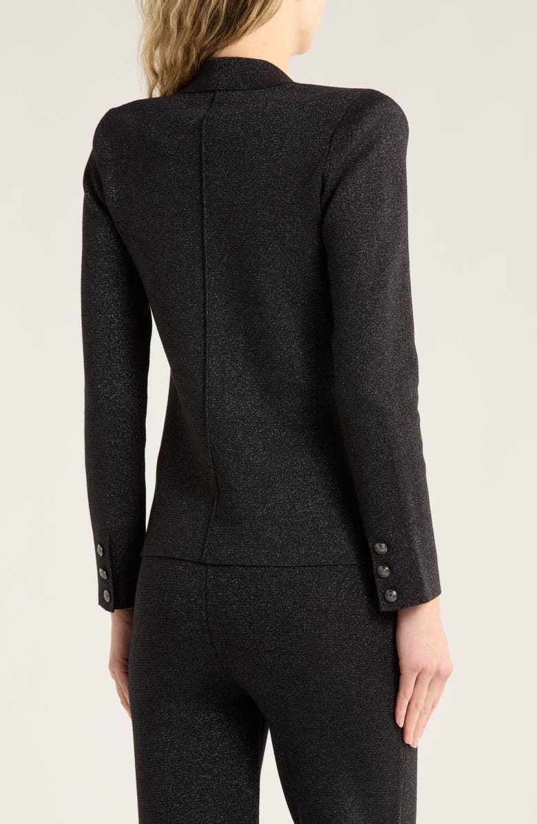 L'AGENCE Kenzie Metallic Double Breasted Knit Blazer, Alternate, color, Black/Gunmetal Lurex