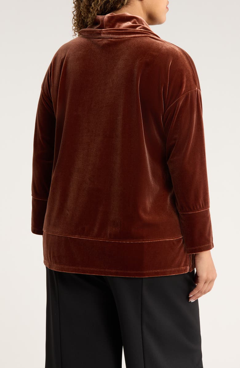 Jones New York Cowl Neck Velour Top, Alternate, color, Carob