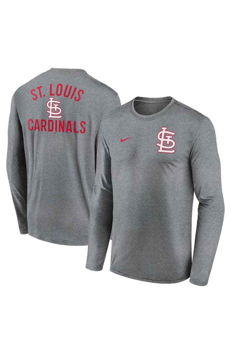 Nike Men's Nike Heather Charcoal St. Louis Cardinals 2-Hit Legend Performance Long Sleeve T-Shirt, Alternate, color, Heather Charcoal