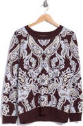 Adrianna Papell Paisley Jacquard Crewneck Sweater