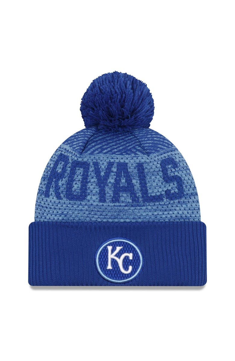 New Era Men's New Era Royal Kansas City Royals Authentic Collection Sport Cuffed Knit Hat with Pom, Main, color, 