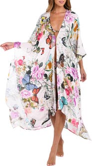L'AGENCE Kara Butterfly Print Cover-Up Wrap
