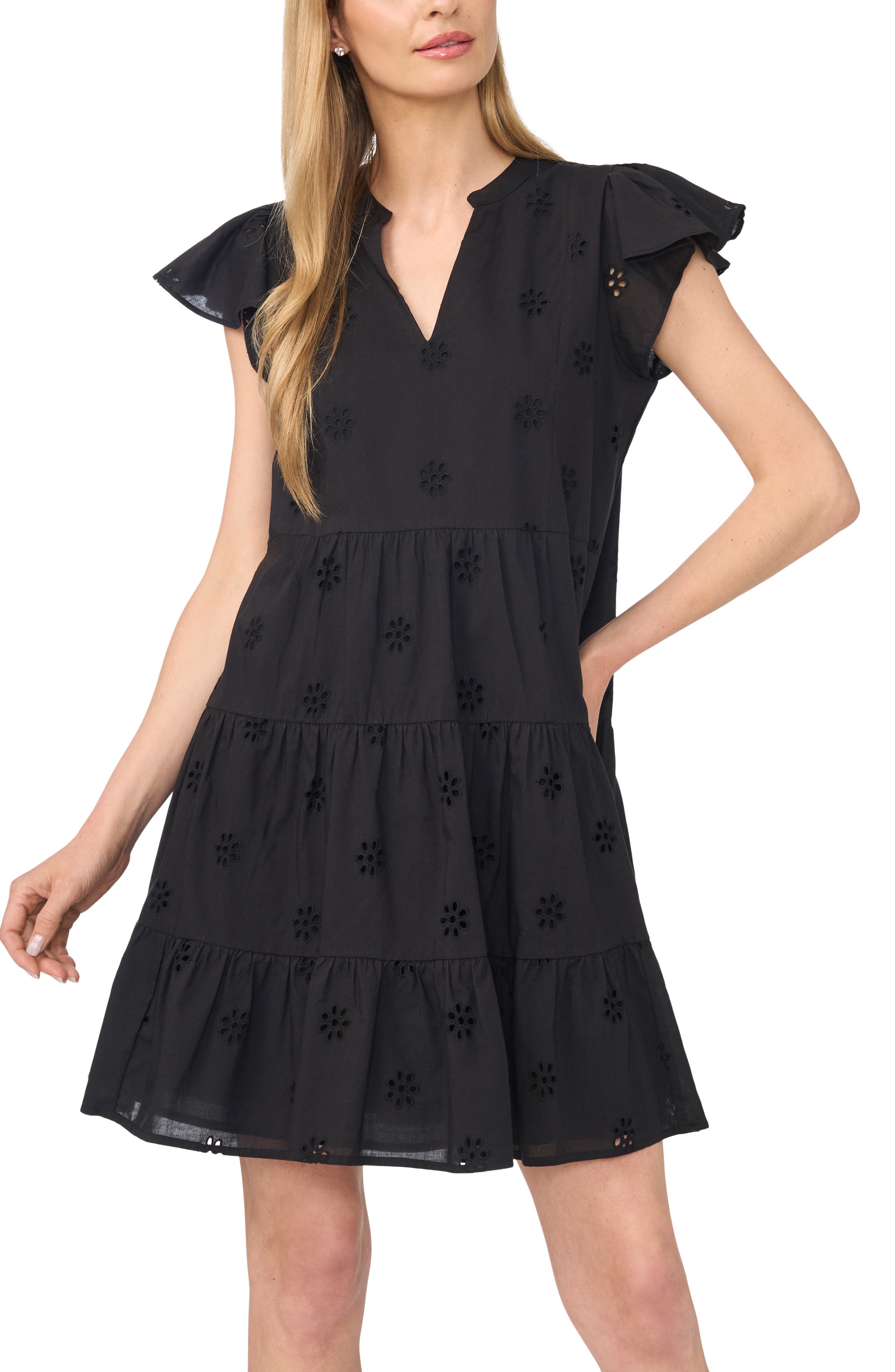 CeCe Eyelet Tiered Minidress (Women) | Nordstrom