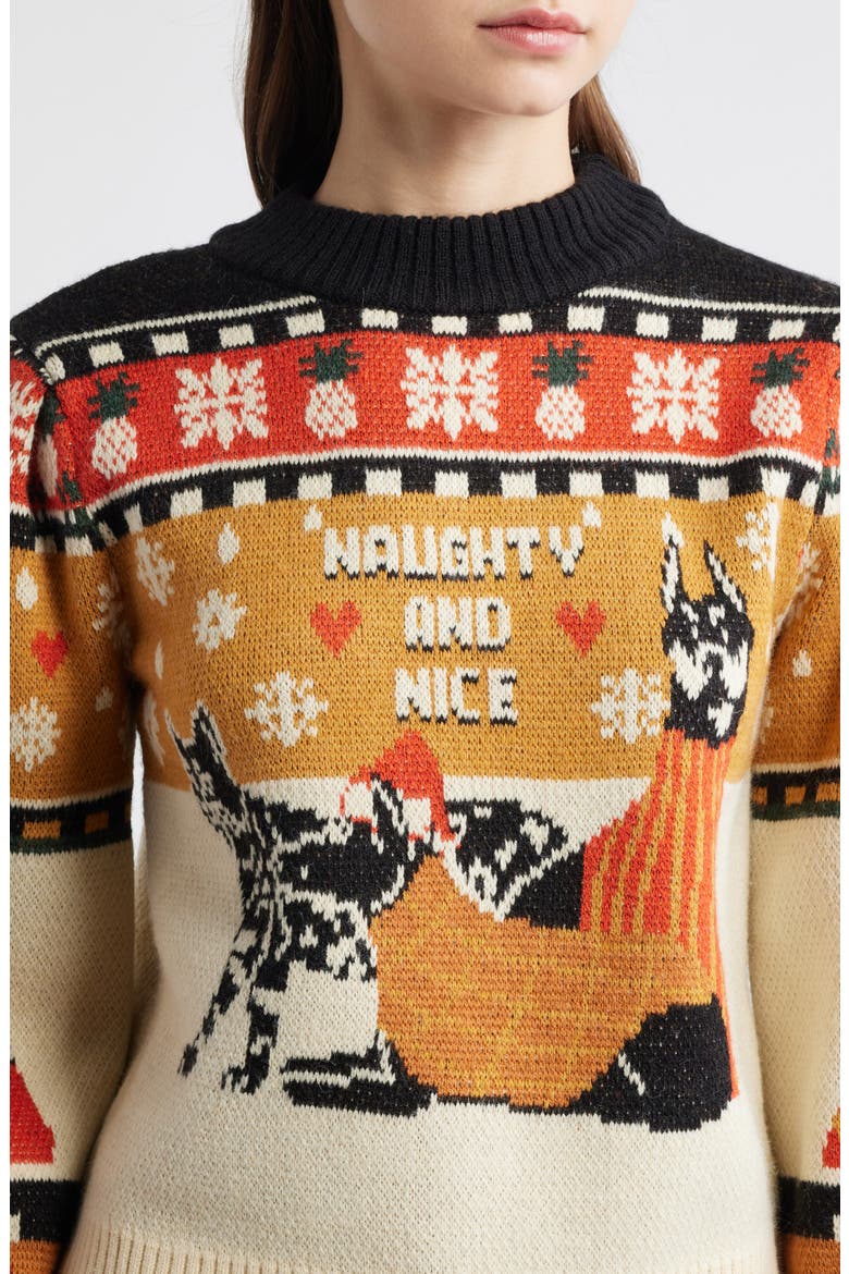 Naughty & Nice Fair Isle Sweater, Alternate, color, BEIGE MULTI