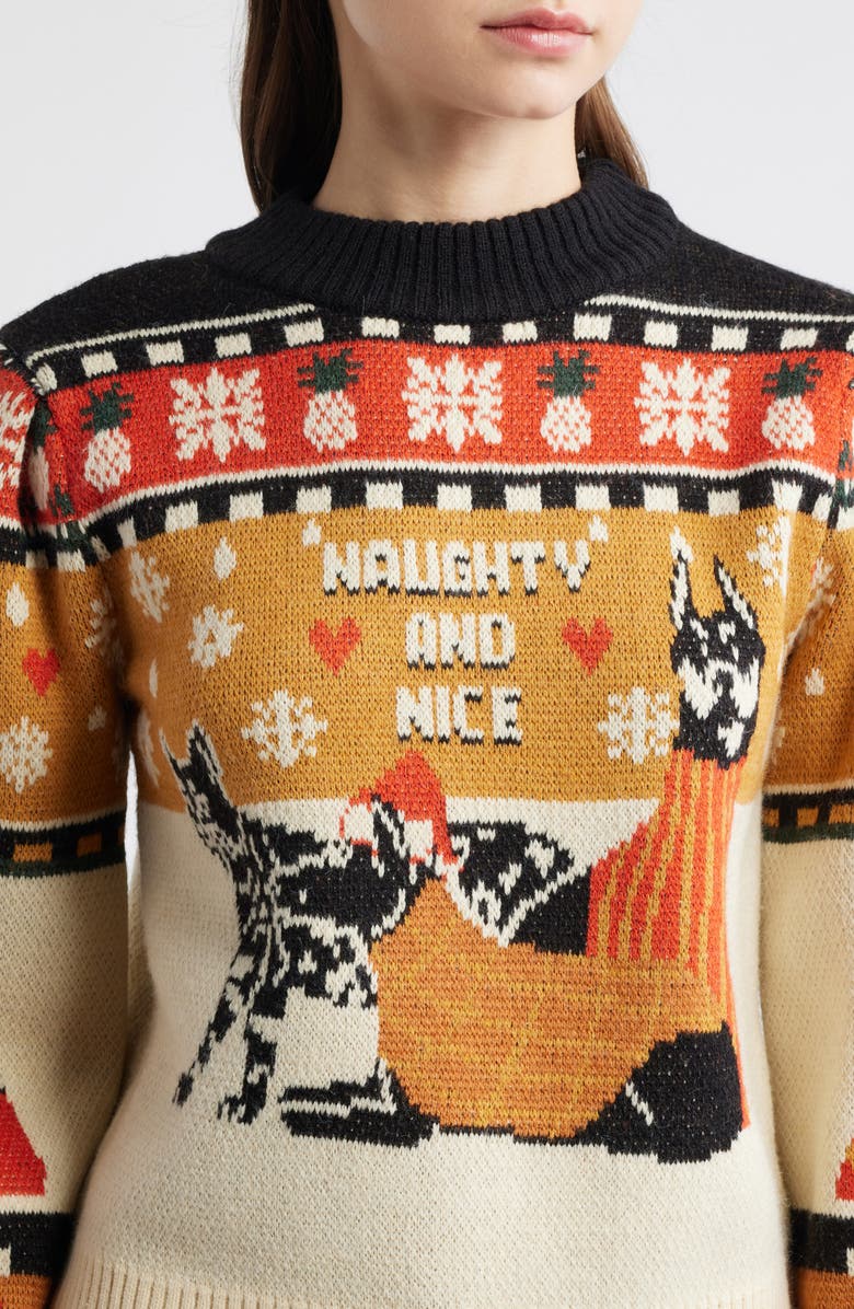 FARM Rio Naughty & Nice Fair Isle Sweater, Alternate, color, Beige Multi