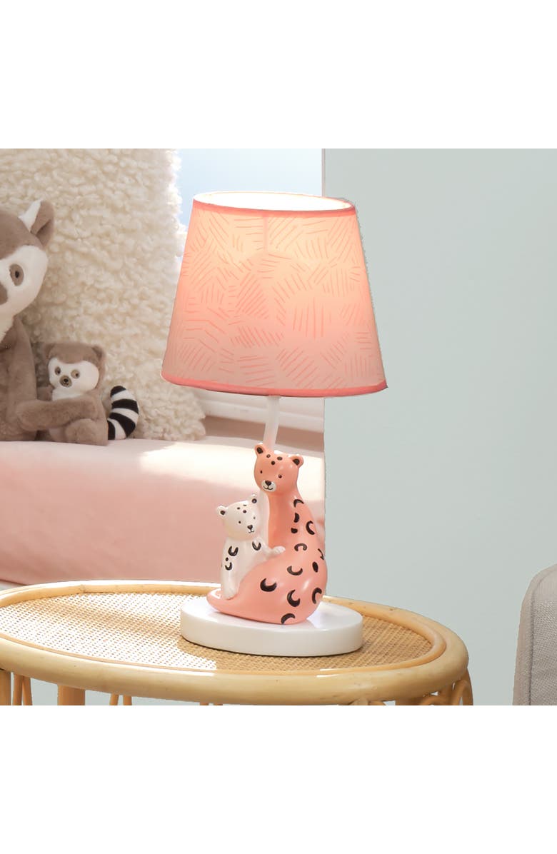 Lambs & Ivy Enchanted Safari Leopard Lamp with Shade & Bulb, Alternate, color, Coral
