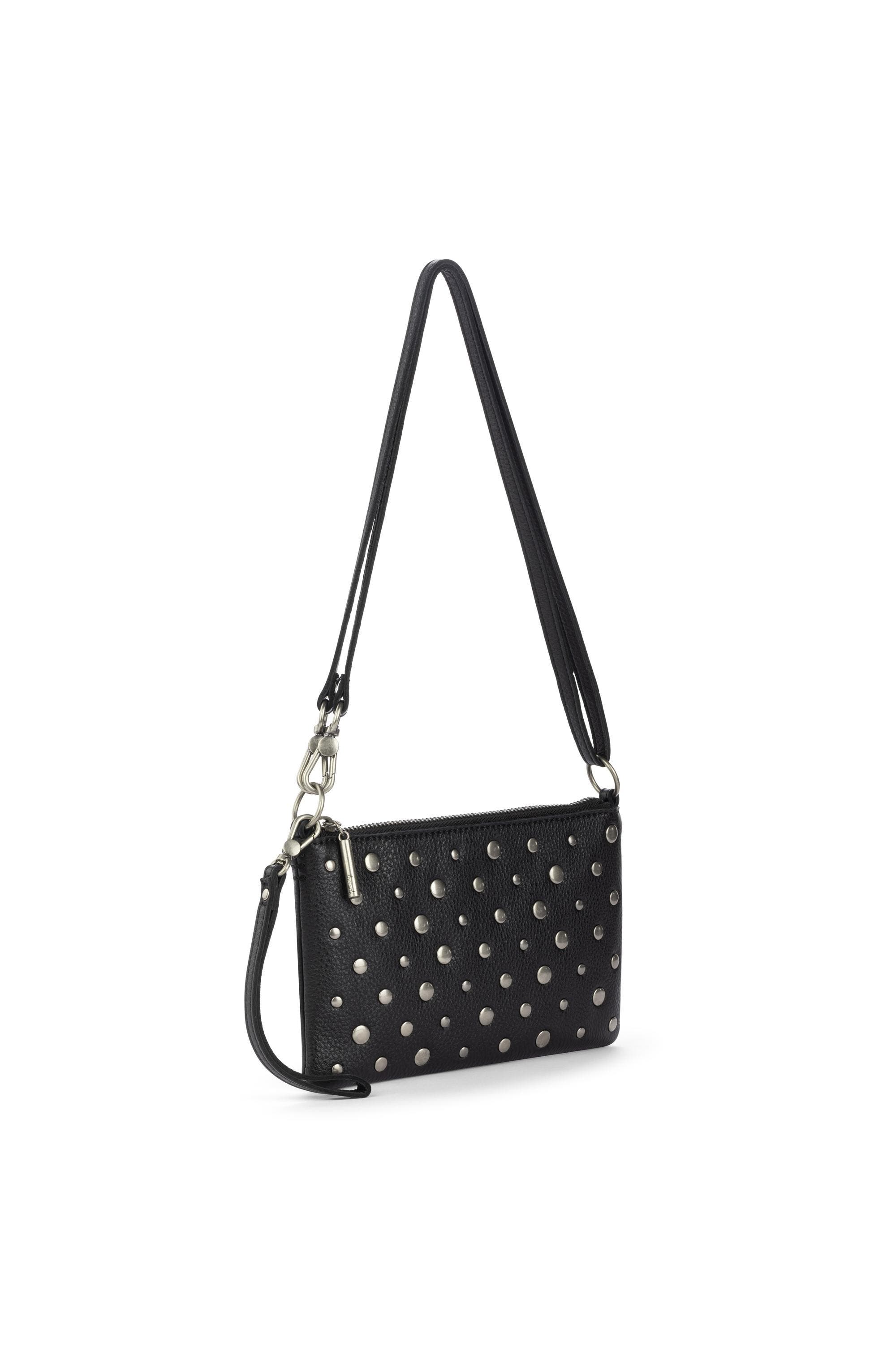 The Sak Vita Hand Leather Crossbody Wristlet, Alternate, color, Black Silver Stud