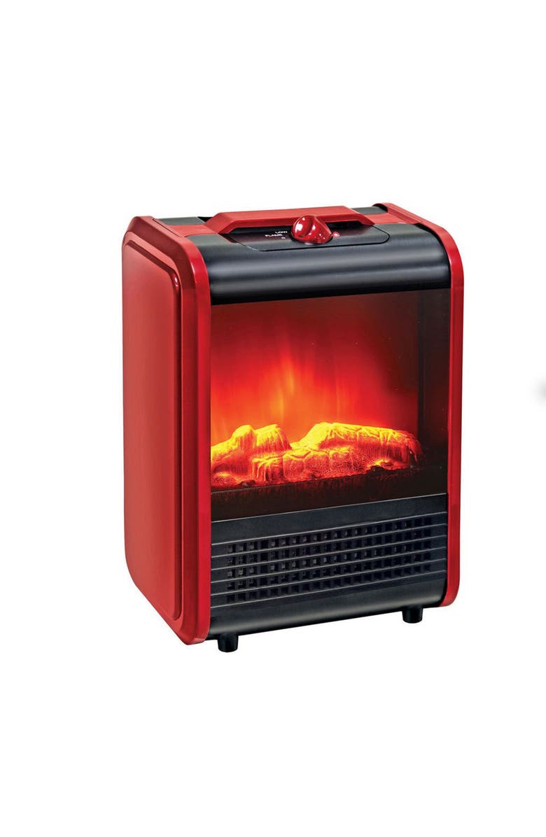 Optimus Electric Flame Effect Mini Fireplace Heater, Alternate, color, Red