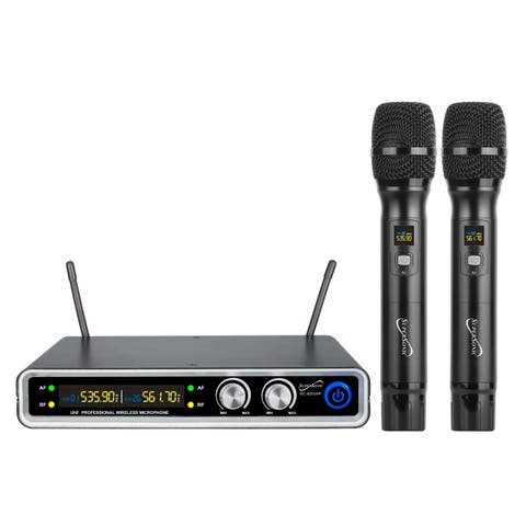 UHF Dual Fixed Channel Wireless Microphone 200ft Range