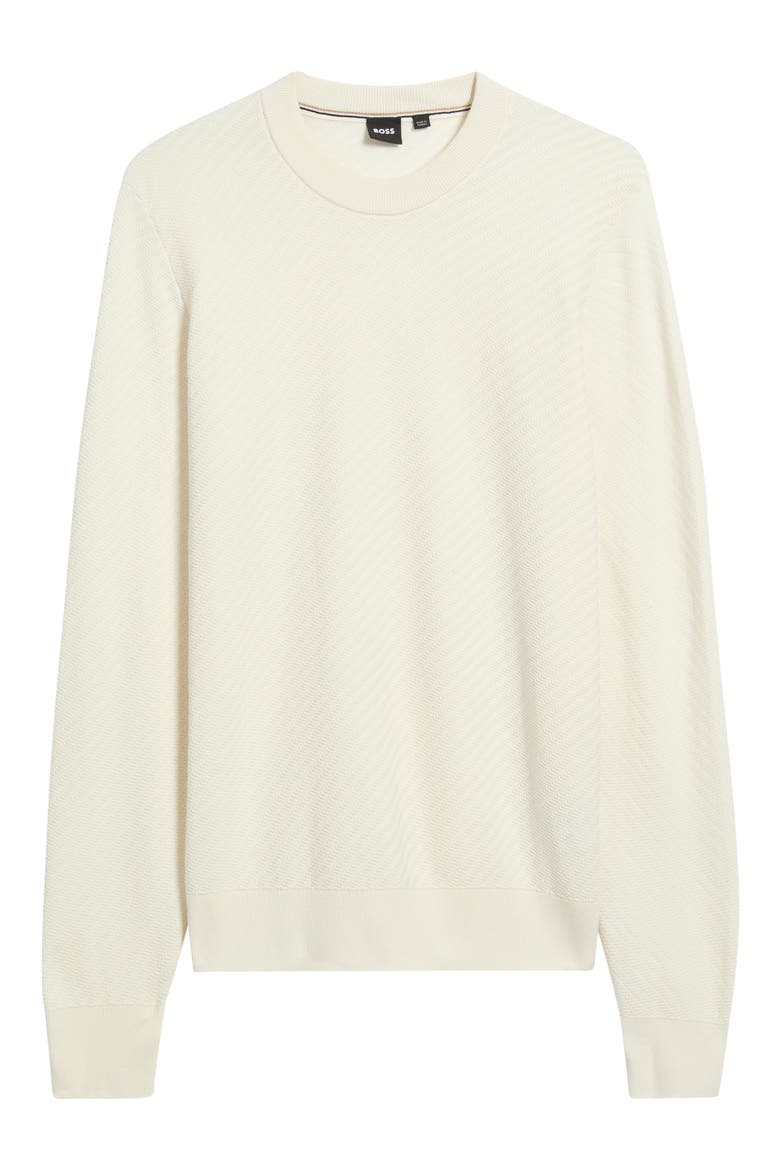 H-Lofranco Textured Cotton Crewneck Sweater, Main, color, OPEN WHITE