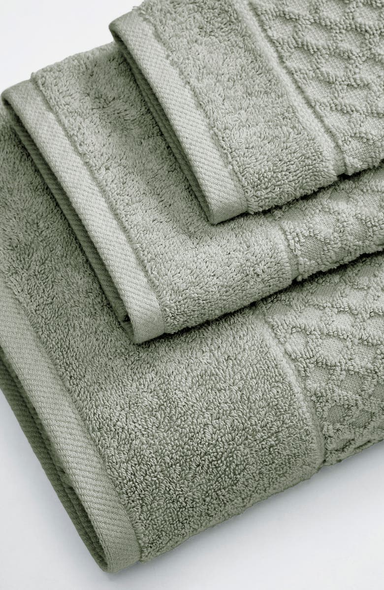 Woven & Weft Diamond 2-Pack Bath Towel Set, Alternate, color, Desert Sage Green