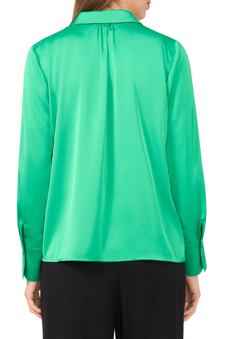 Satin Button-Up Shirt, Alternate, color, VIVID GREEN