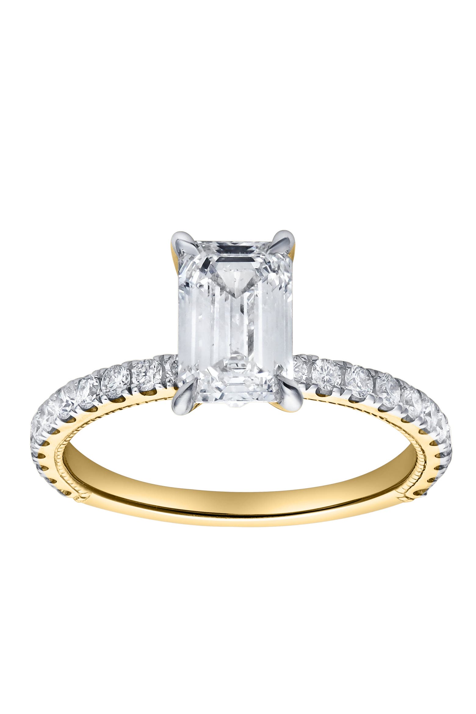 Lab Present LuvMyJewelry Kiara 14K Gold Emerald Cut Lab Grown Diamond Engagement ...