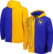 Mitchell & Ness Men's Mitchell & Ness Gold/Royal Milwaukee Brewers Fleece Full-Zip Hoodie