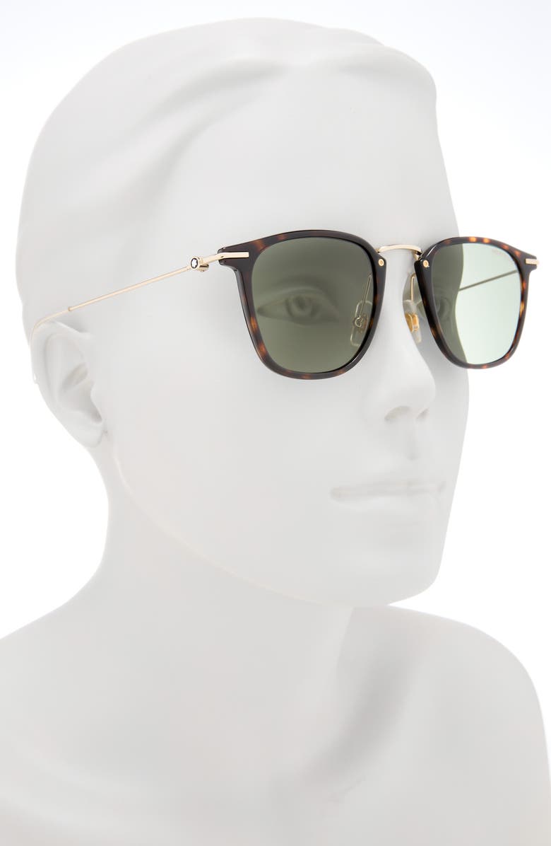 Montblanc 40mm Square Sunglasses, Alternate, color, Havana Gold Green