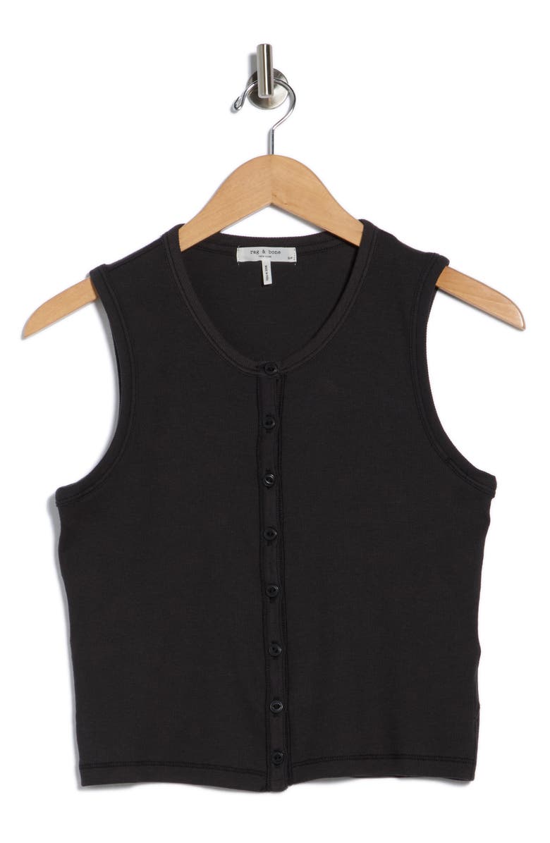 rag & bone Essie Rib Crop Tank, Alternate, color, Black
