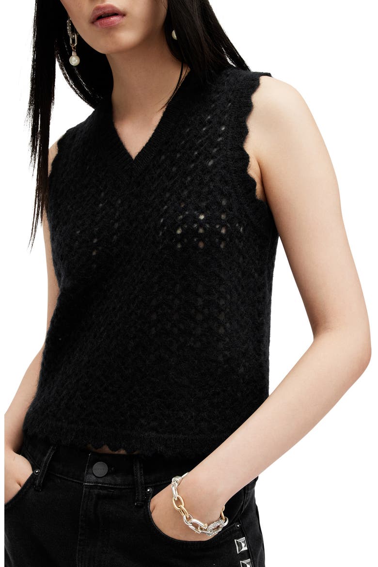 Vivian Openwork Sweater Vest, Alternate, color, BLACK