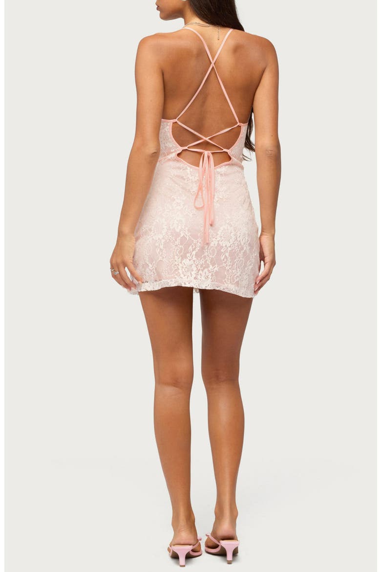 Vida Lace Backless Minidress, Alternate, color, LIGHT-PINK