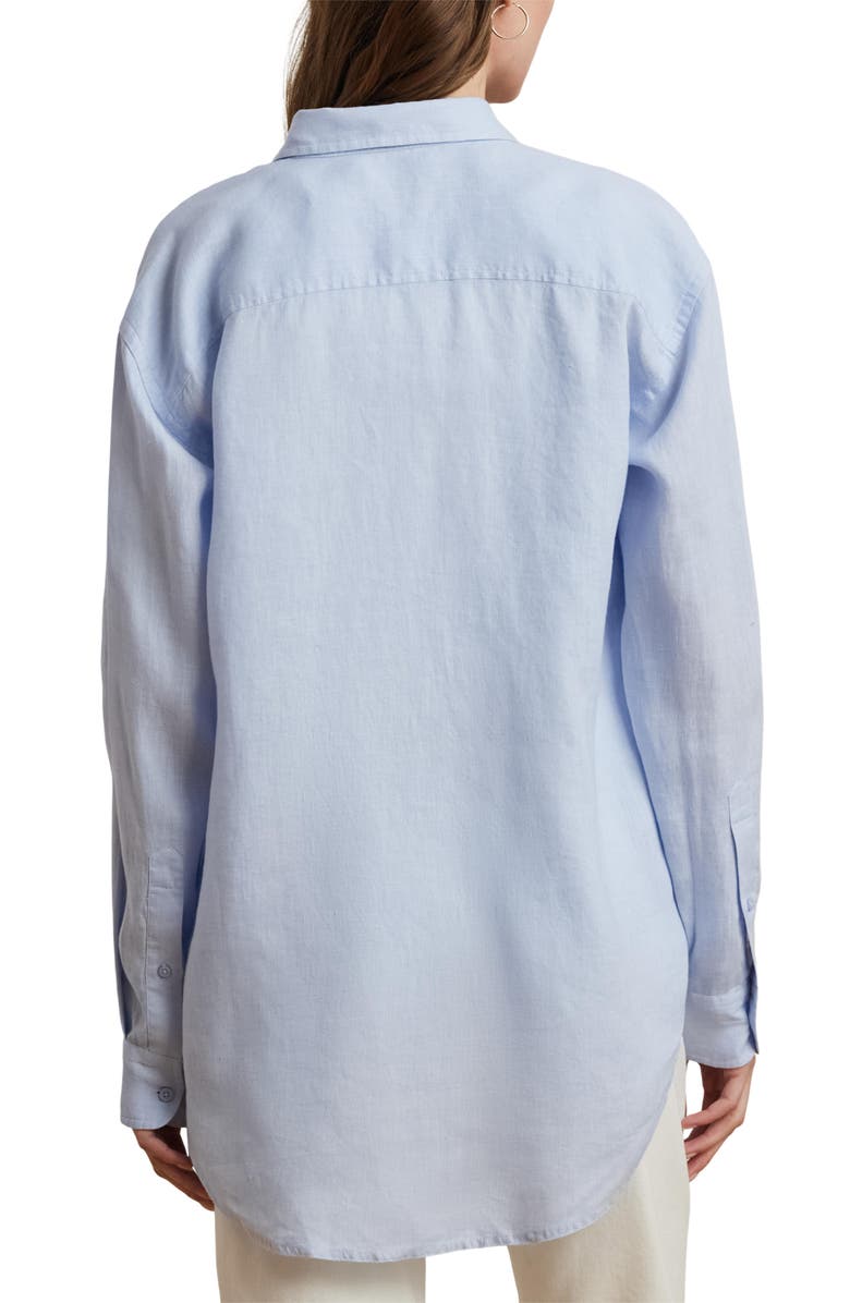 Lauren Ralph Lauren Embroidered Logo Linen Button-Up Shirt, Alternate, color,