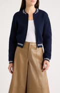 Bernardo Varsity Zip-Up Cotton Sweater