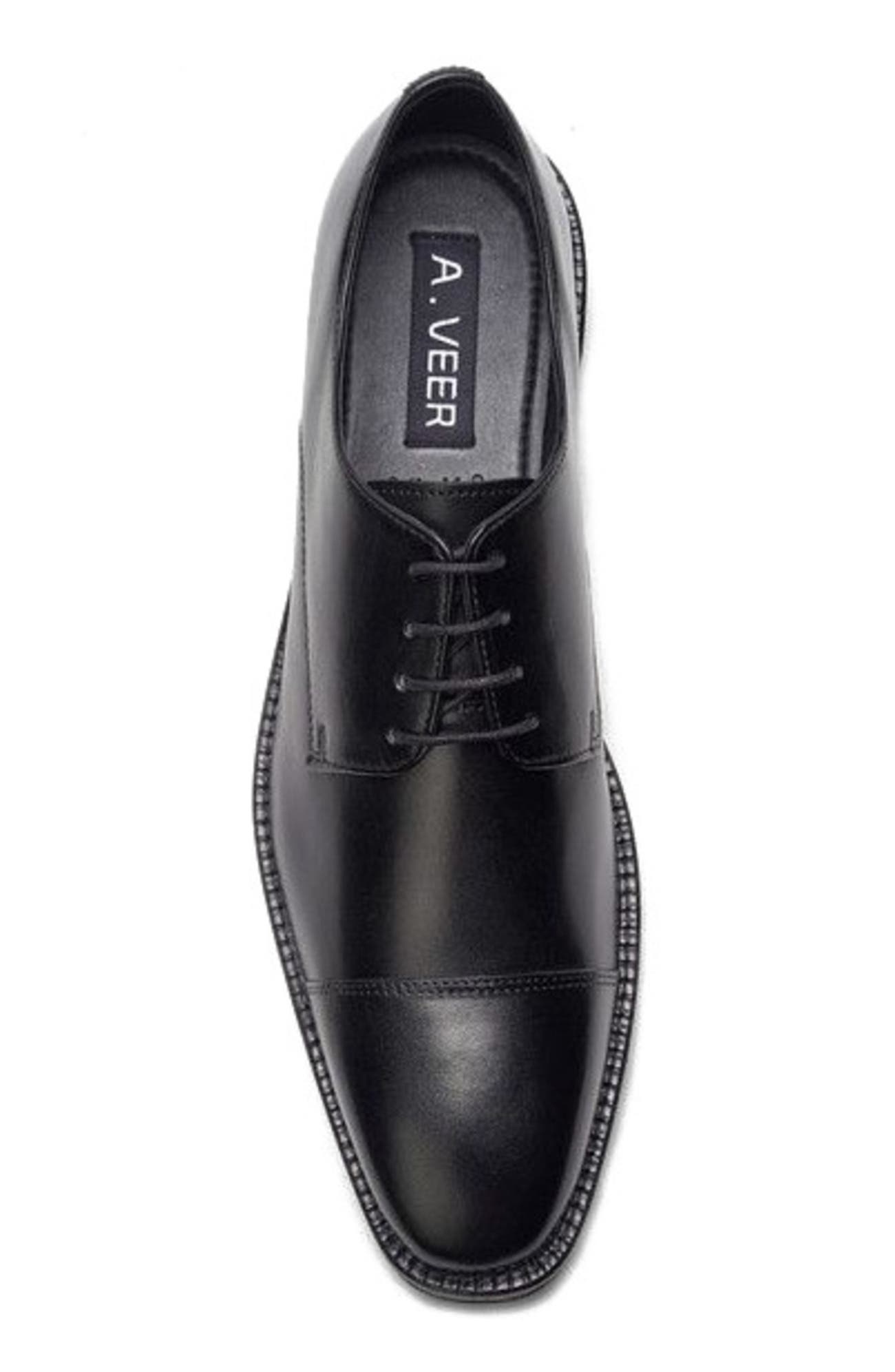 A. Veer Maddox Cap-toe Oxford, Alternate, color, Black Leather