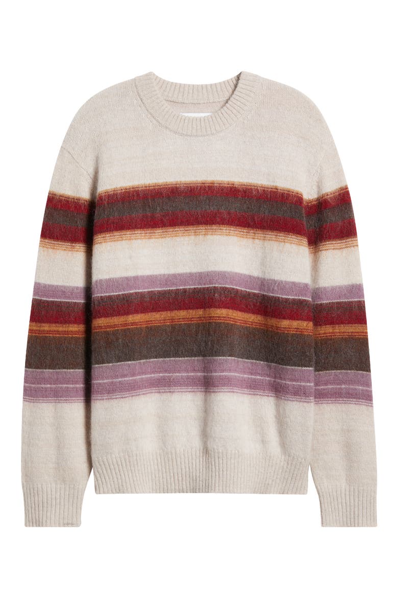 Wilde Stripe Wool & Mohair Crewneck Sweater, Alternate, color, OATMEAL