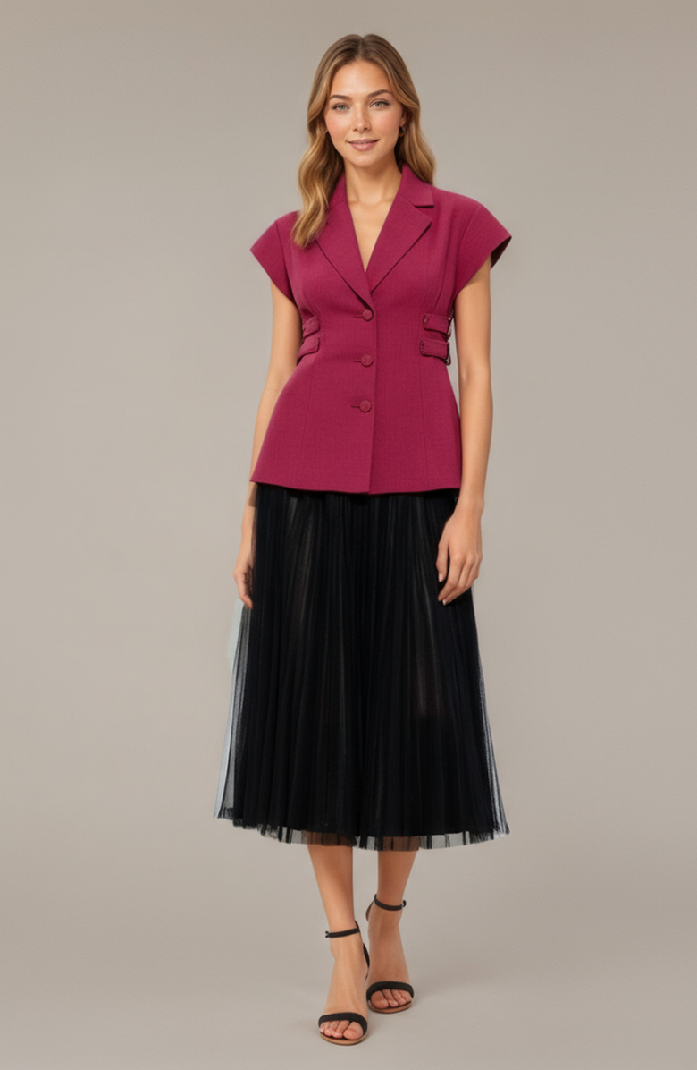 Modenaire Blazer Top with Side Buckle Detail, Main, color, 