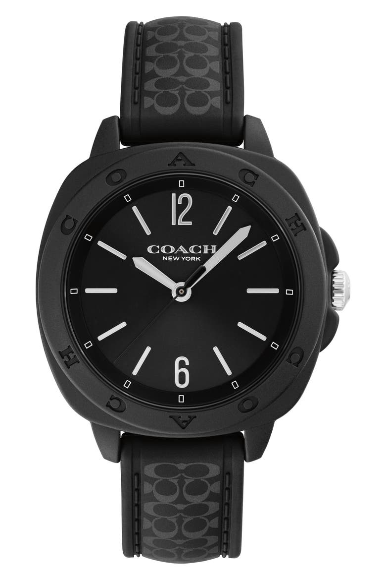 Kitt Silicone Strap Watch, 35.4mm, Main, color, BLACK