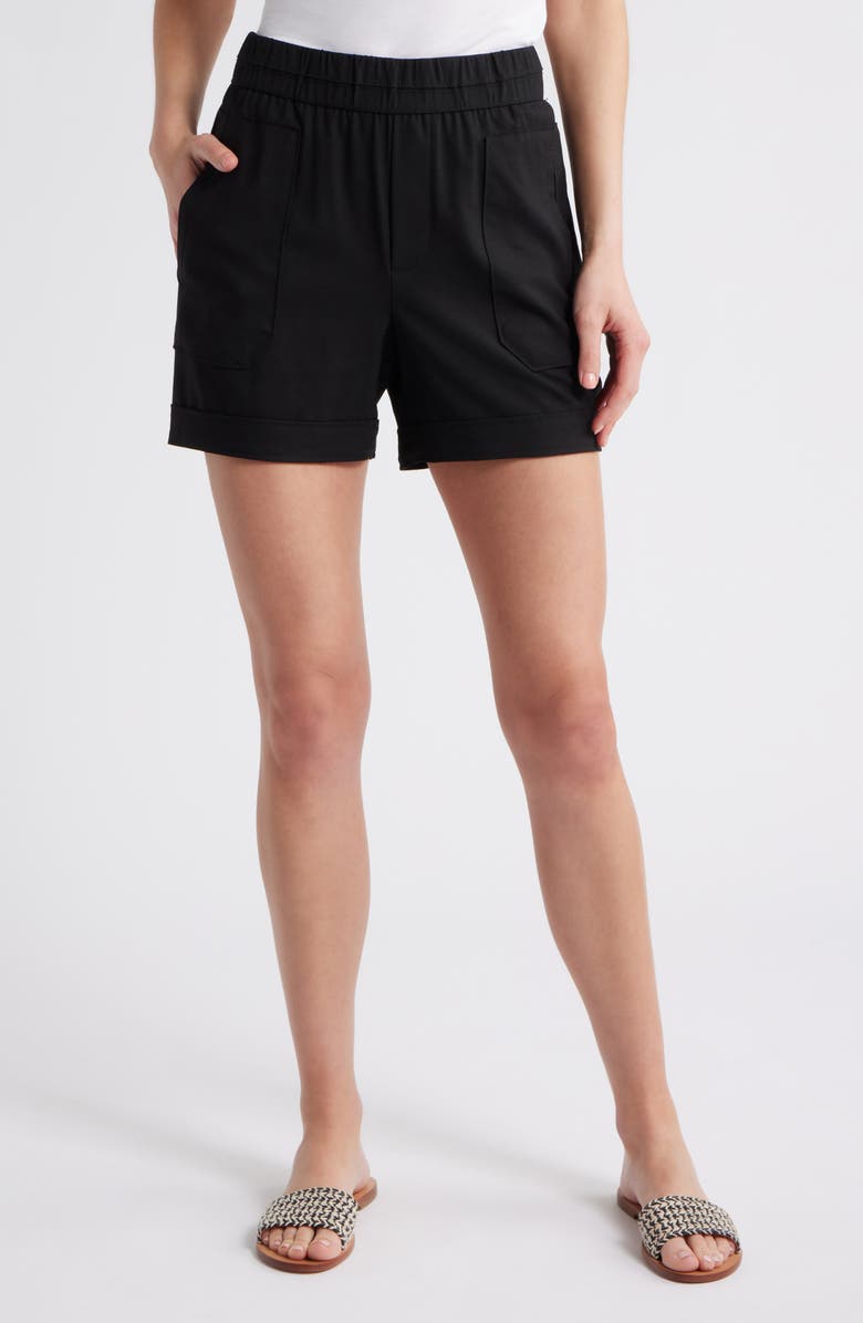 Wit & Wisdom Skyrise Patch Pocket Shorts, Main, color, Bk-Black