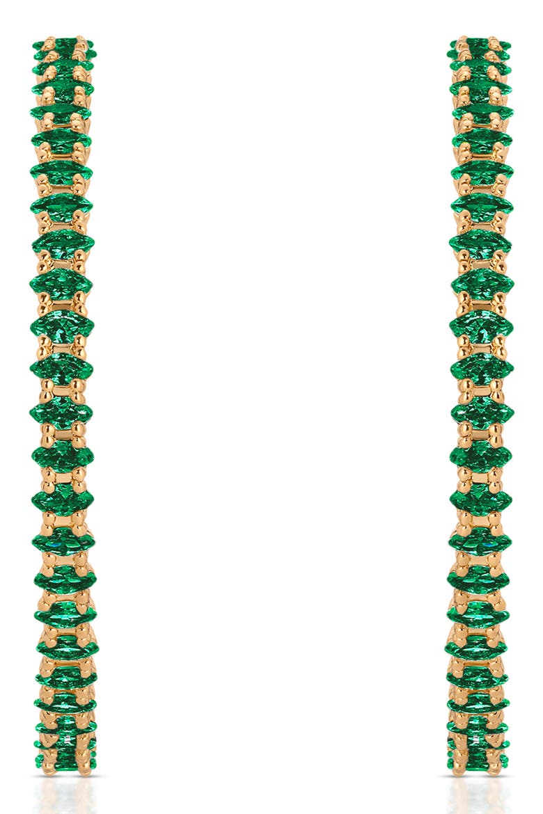 Dainty Marquise Cubic Zirconia Hoop Earrings, Alternate, color, GREEN