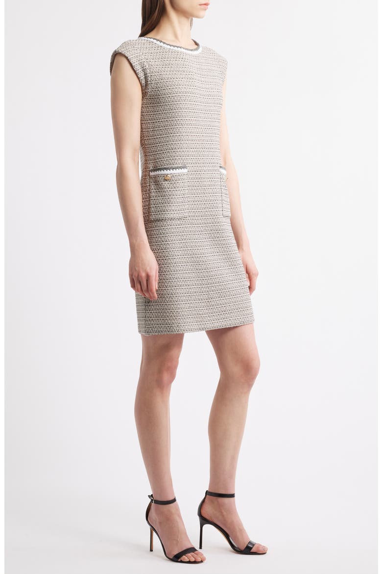 x Tanya Foster Knit Tweed Sheath Dress, Alternate, color, LIMESTONE/ WHITE/ BLACK