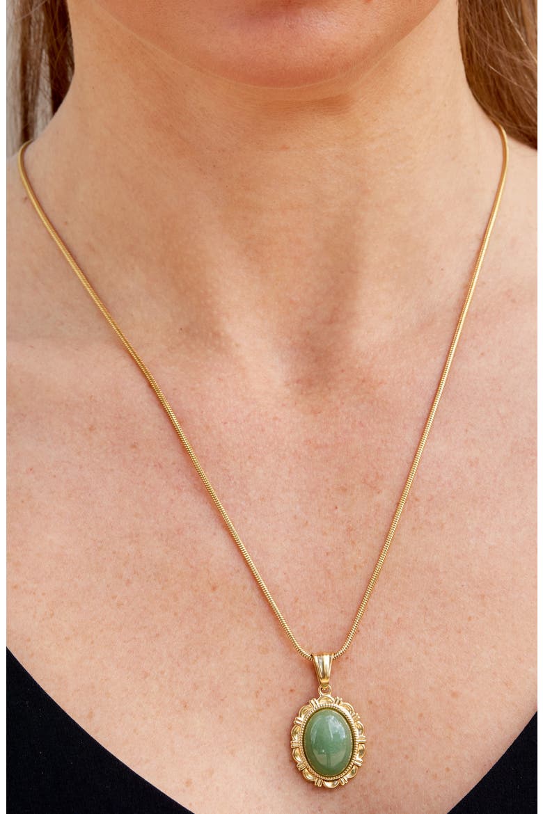 Bold Aventurine Pendant Necklace, Alternate, color, GOLD