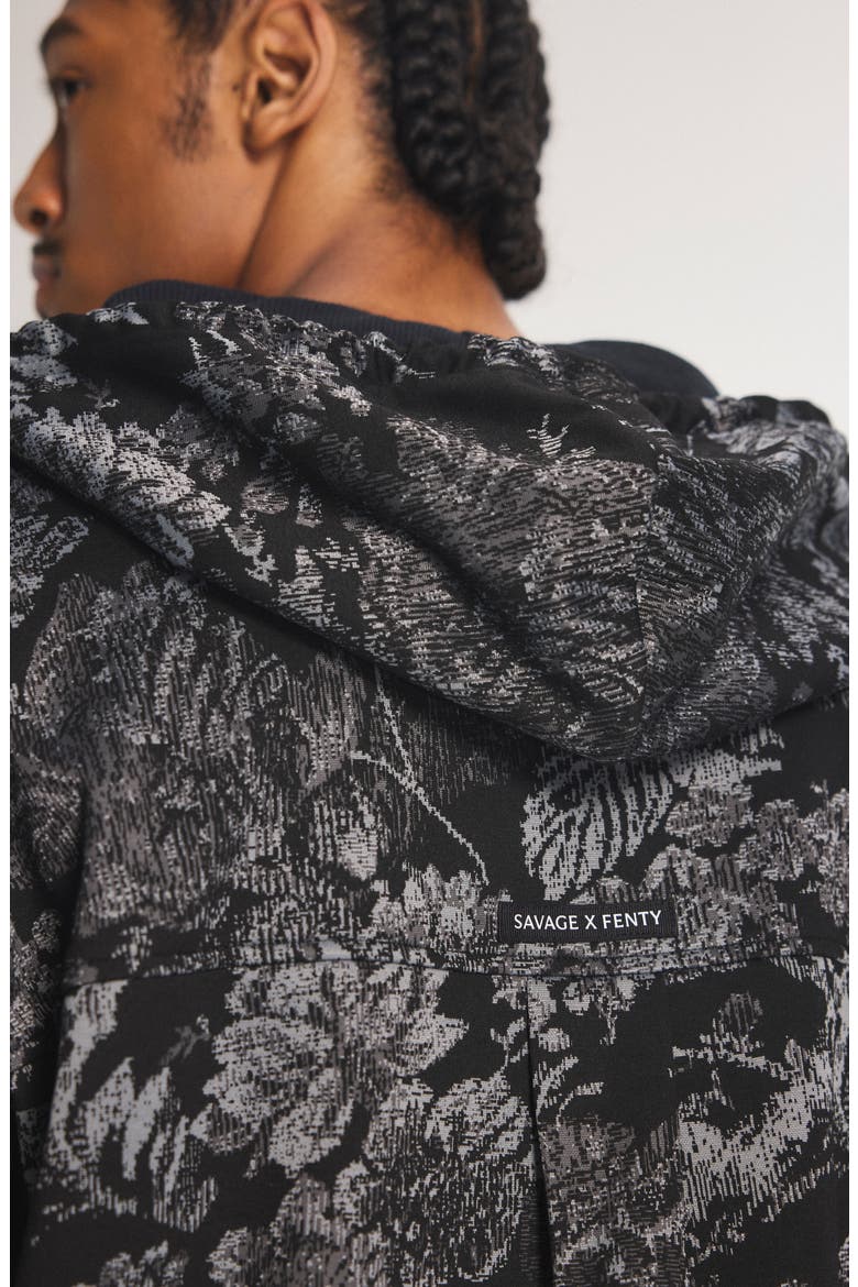 Bold Bloom Hooded Snap-Up Shirt, Alternate, color, BLACK CAVIAR