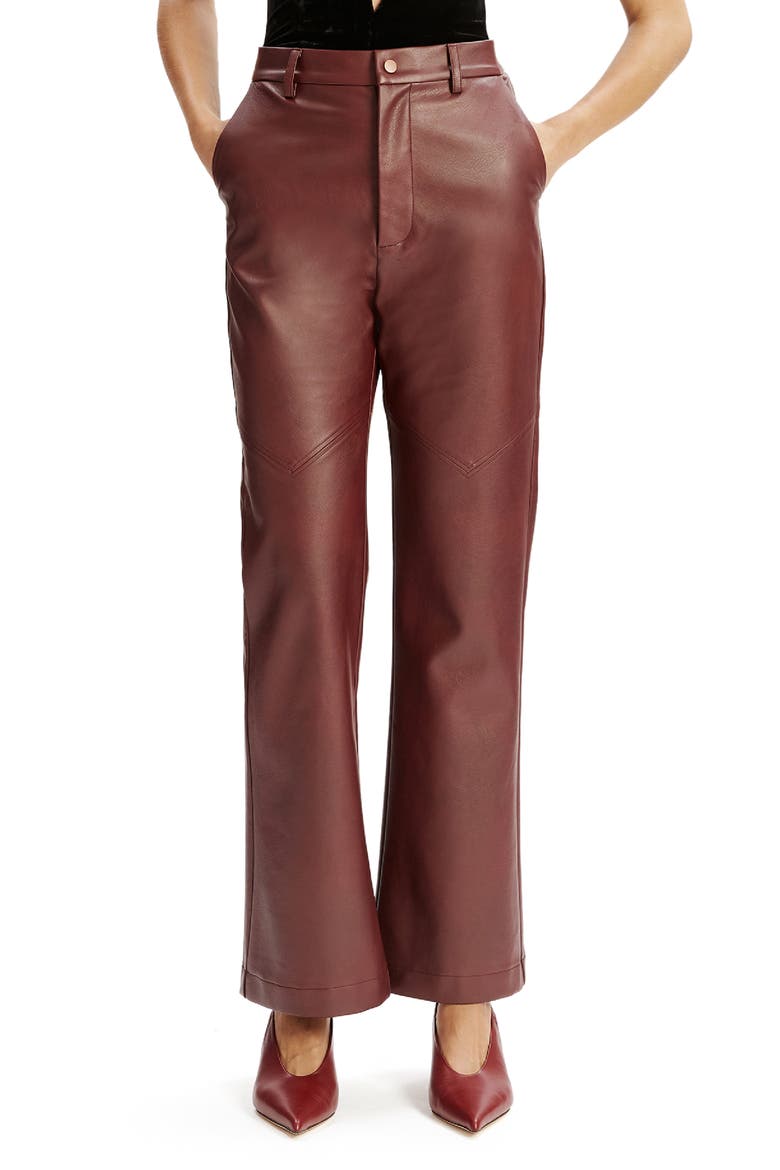 Karsoon Faux Leather Straight Leg Pants, Main, color, BURGUNDY