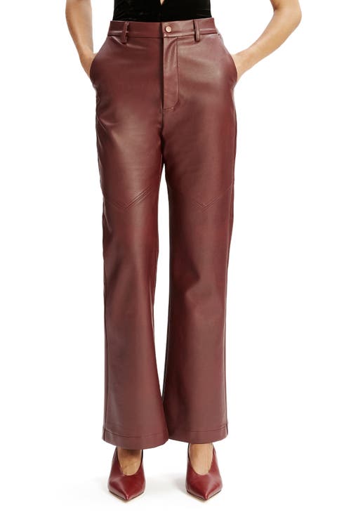 Karsoon Faux Leather Straight Leg Pants