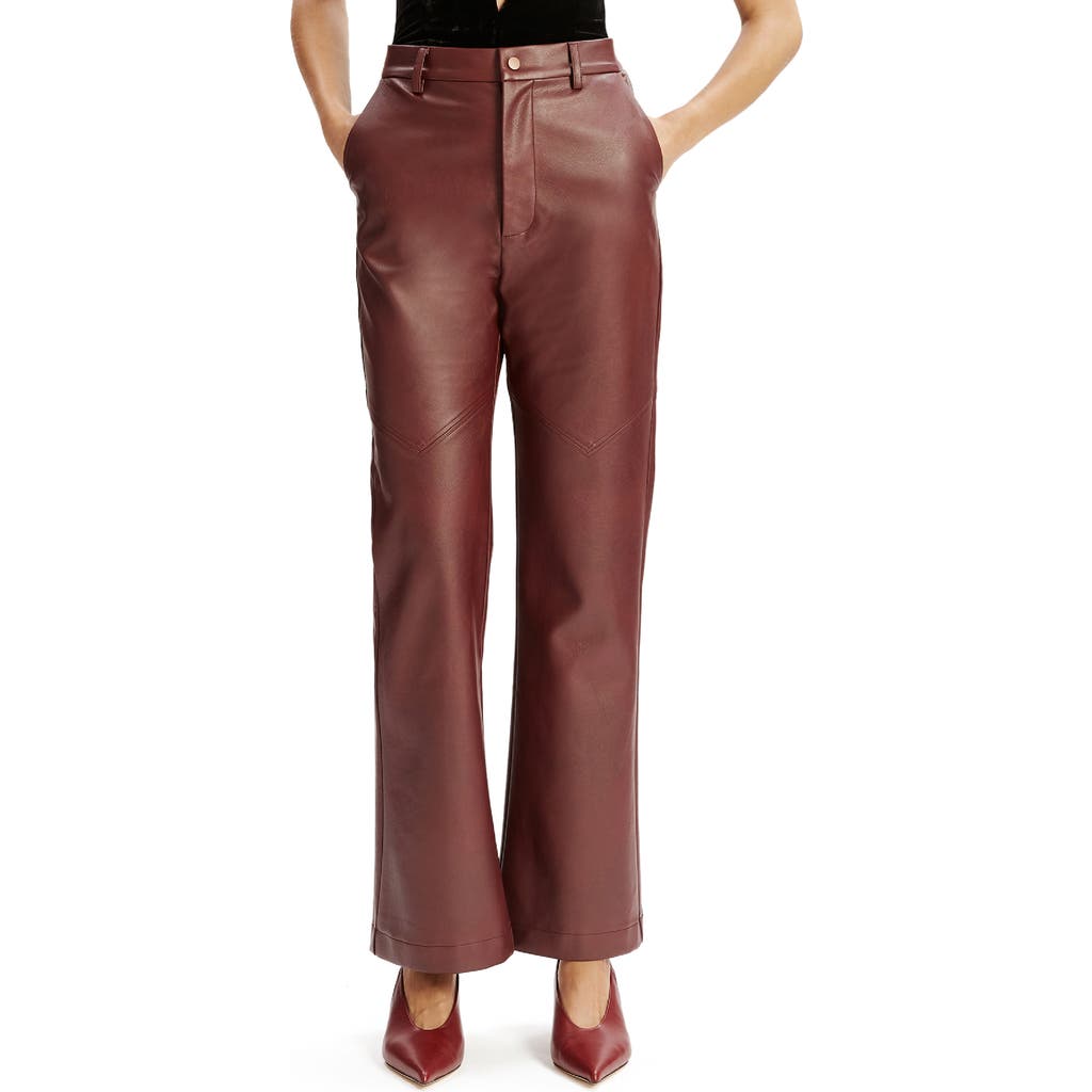 Bardot Karsoon Faux Leather Straight Leg Pants In Burgundy