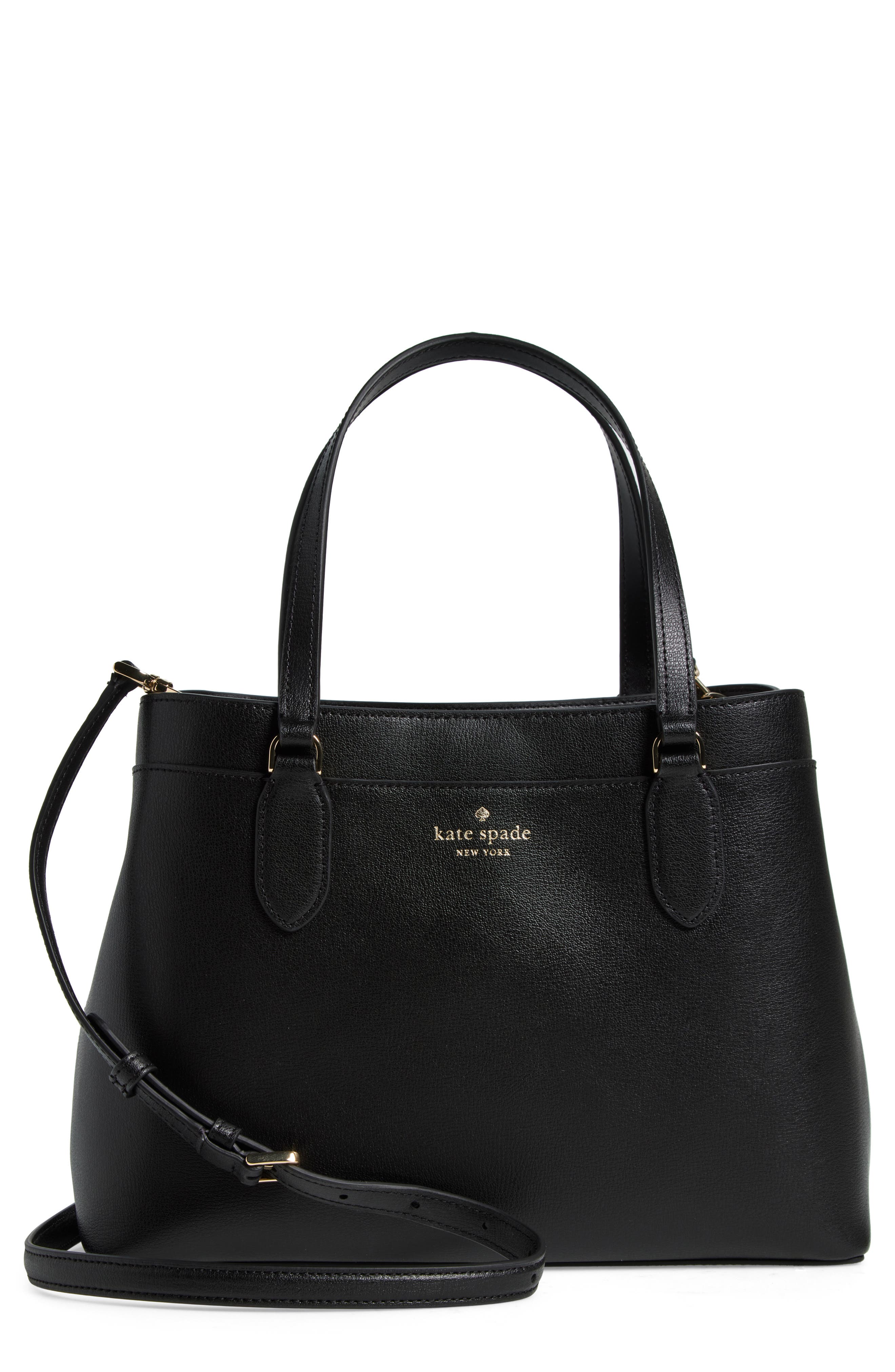 sienna leather satchel, Main, color, BLACK