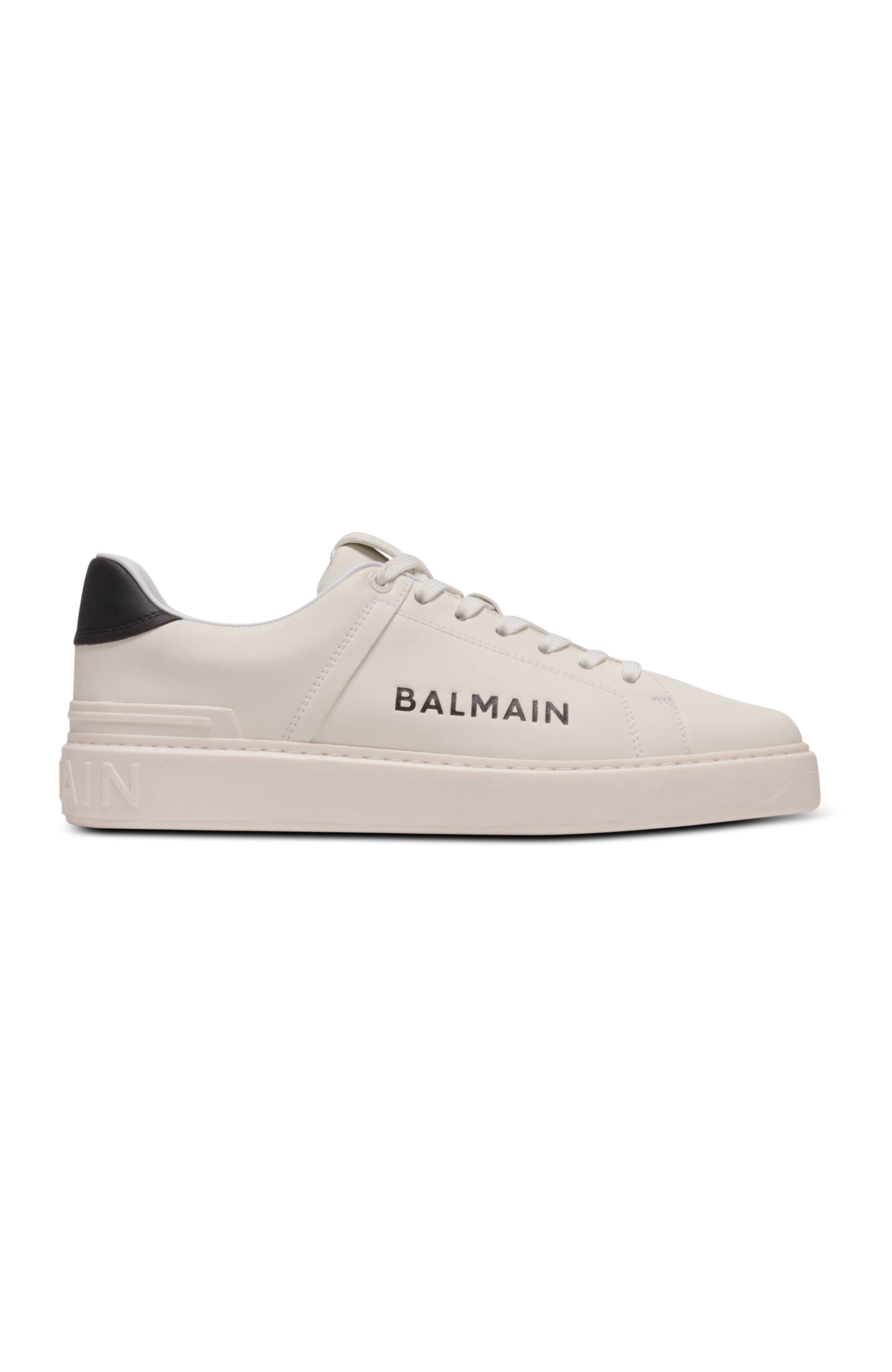 Balmain B-Court trainers in leather calfskin, Alternate, color, White