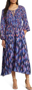 Tommy Bahama Ikat Long Sleeve Recycled Polyester Midi Dress