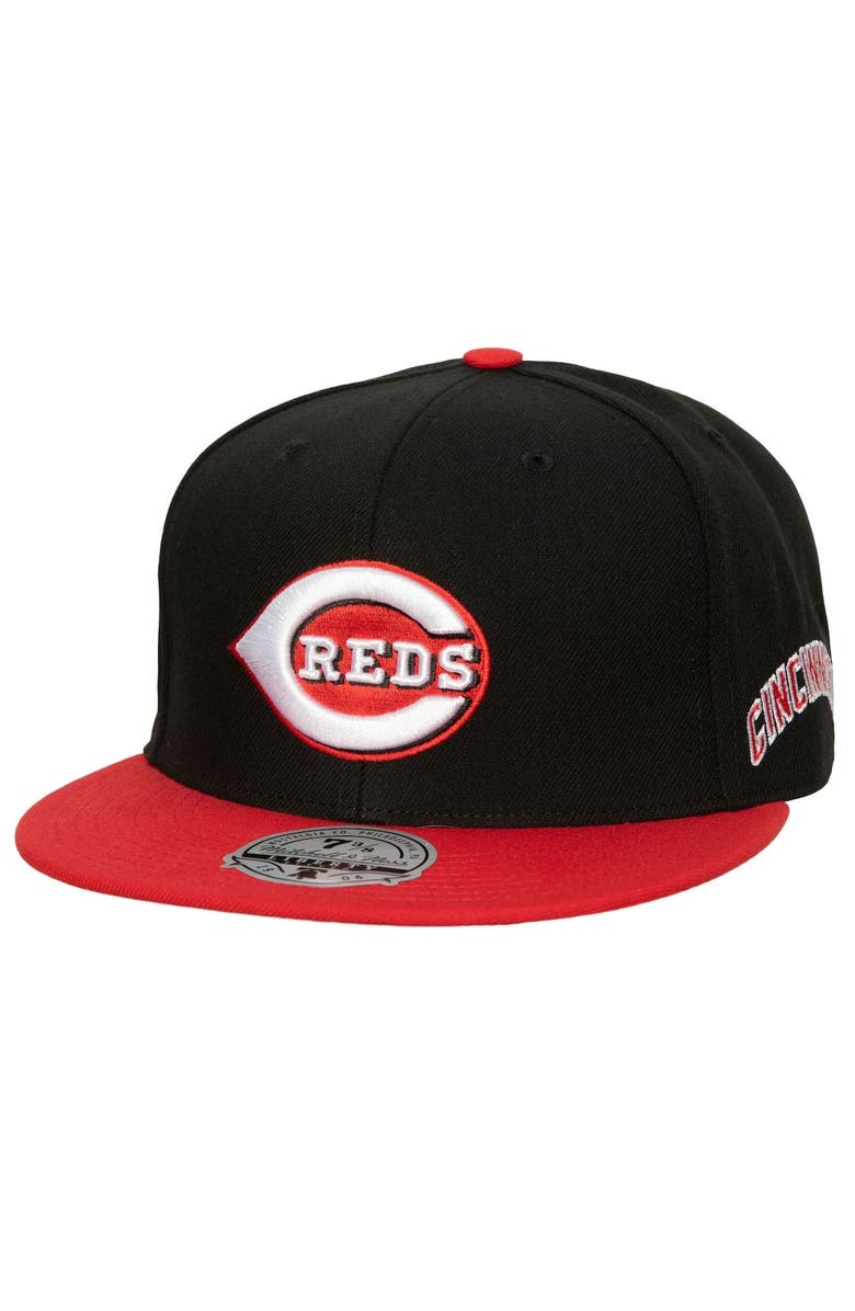 Mitchell & Ness Men's Mitchell & Ness Black/Red Cincinnati Reds Bases Loaded Fitted Hat, Main, color, 