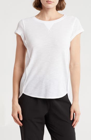 Dkny Mini Waffle Embroidered Logo T-shirt In White