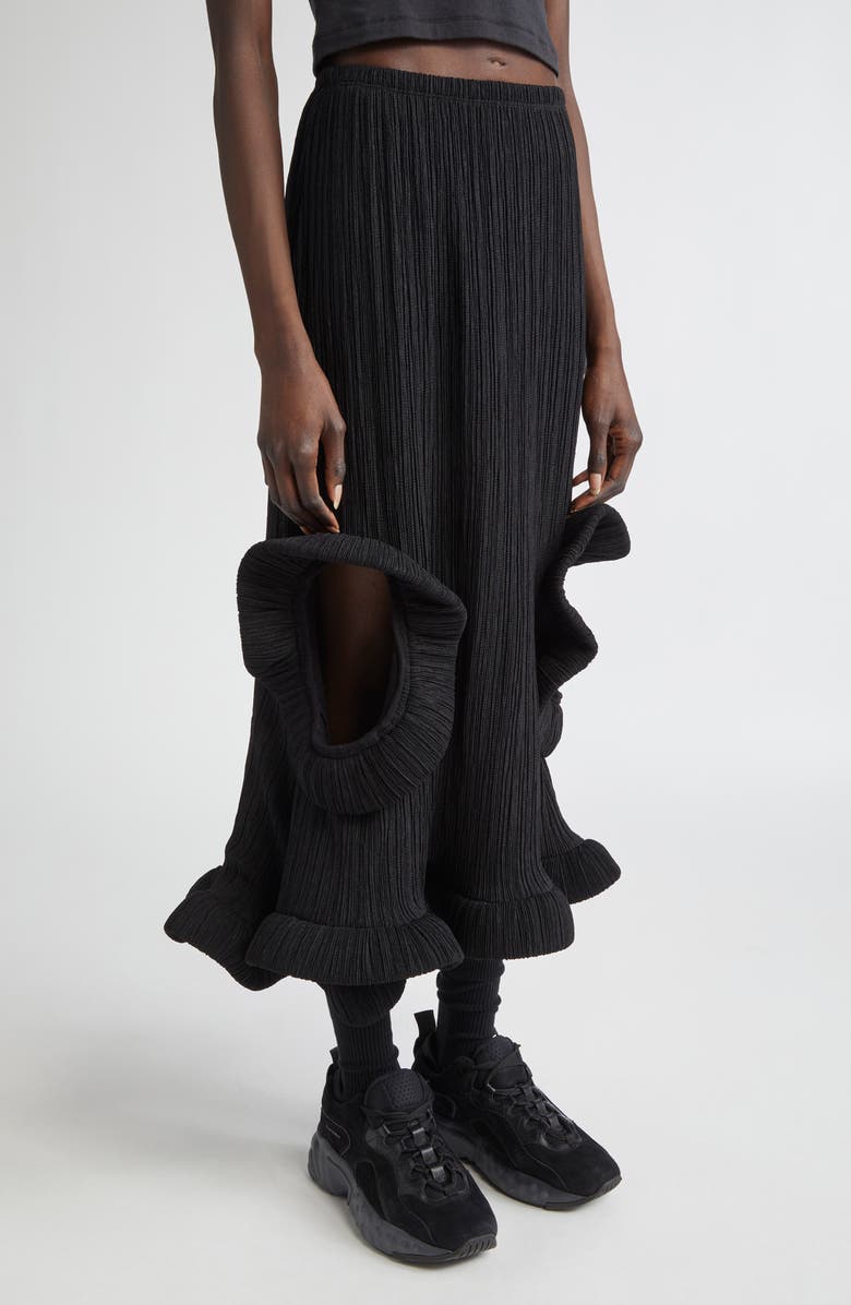 MELITTA BAUMEISTER Foam Ruffle Hole Pleated Midi Skirt, Alternate, color, 