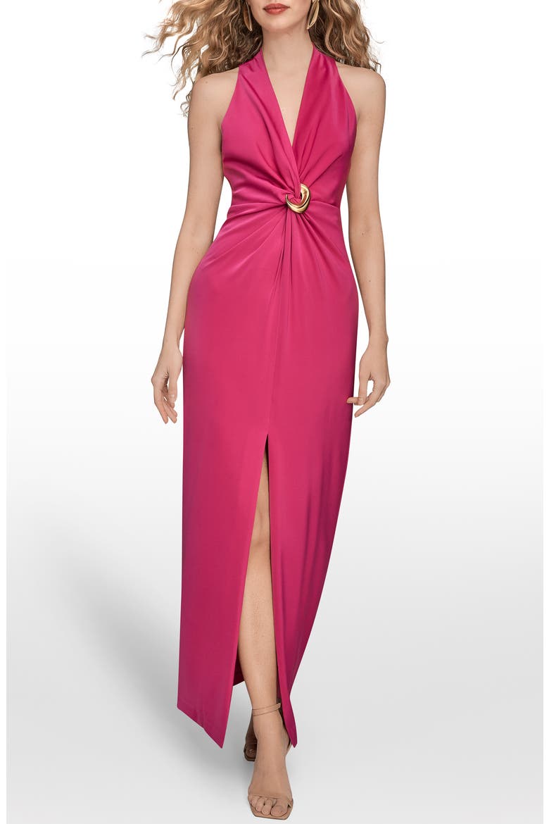 Twisted Sleeveless Gown, Alternate, color, HOT FUCHSIA