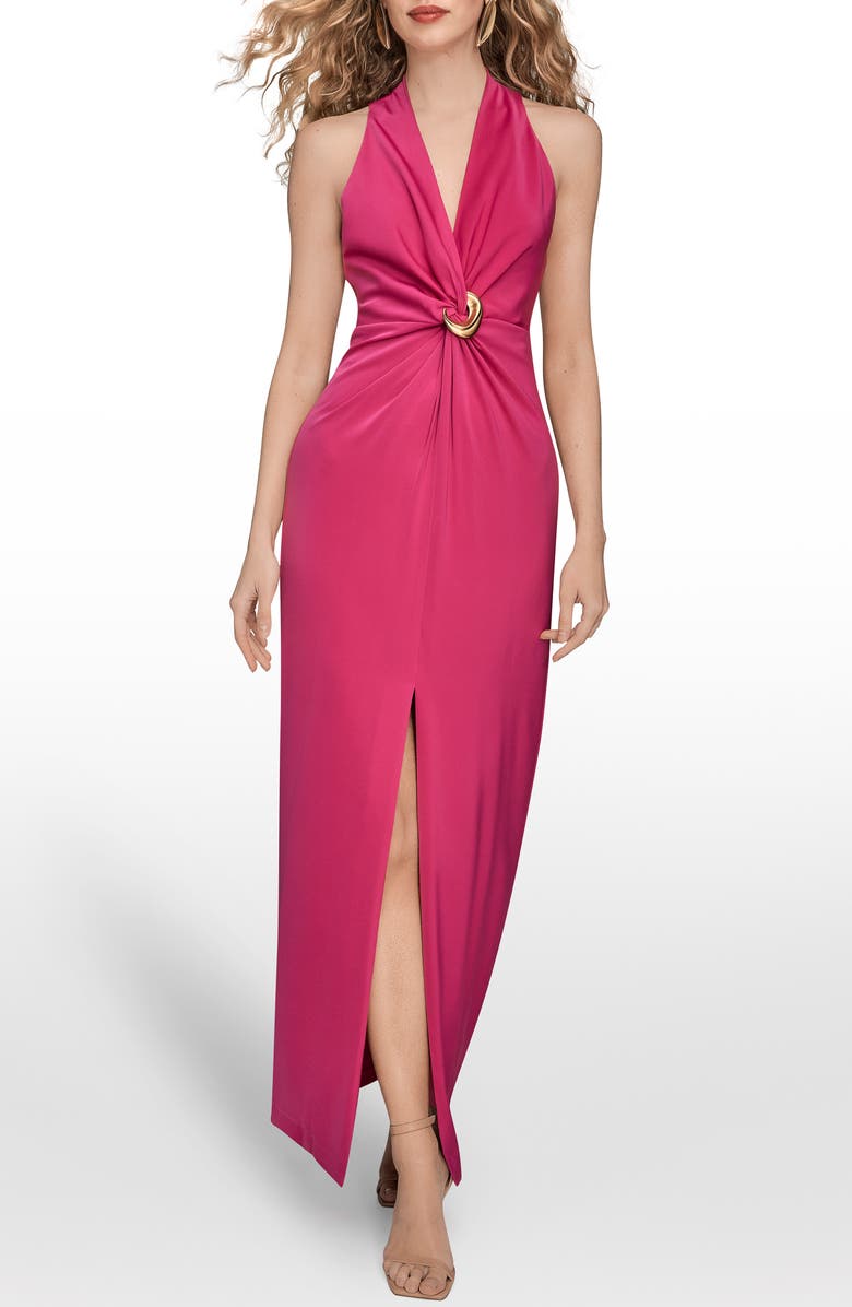 Donna Karan New York Twisted Sleeveless Gown, Alternate, color, Hot Fuchsia