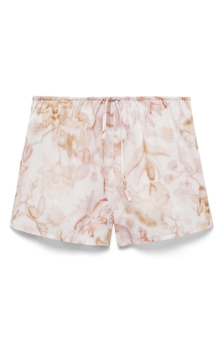 MANGO Floral Print Cotton Pajama Shorts, Alternate, color, Light/ Pastel Grey
