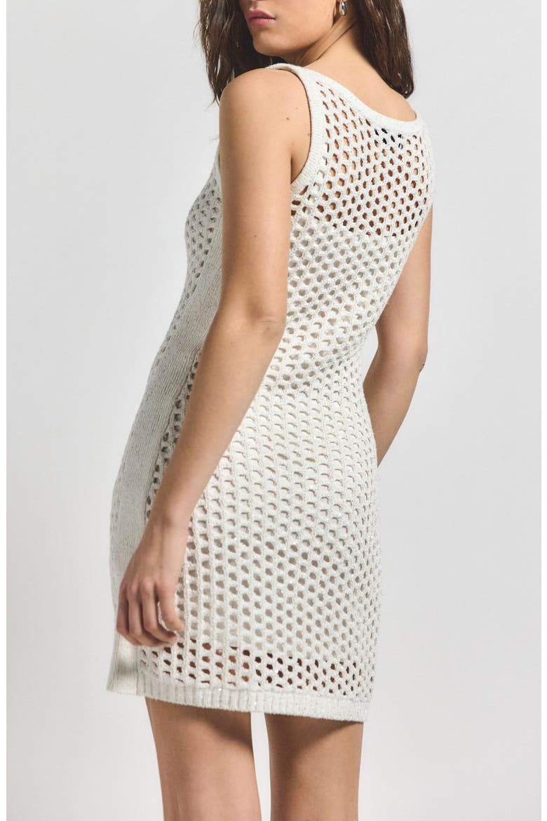 Lais Sequin Crochet Minidress, Alternate, color, WHITE