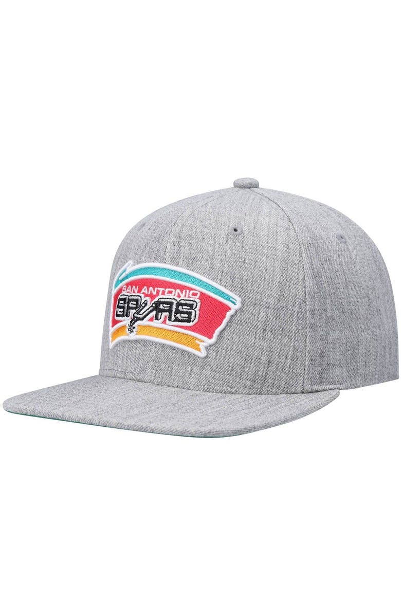 Mitchell & Ness Men's Mitchell & Ness Heathered Gray San Antonio Spurs Hardwood Classics Team 2.0 Snapback Hat, Main, color, Heather Gray