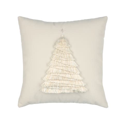 Fraser Fir Handmade Applique Woven Accent Holiday Pillow